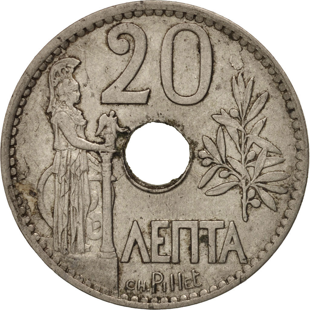 Greece, George I, 20 Lepta, 1912, EF(40-45), Nickel, KM:64