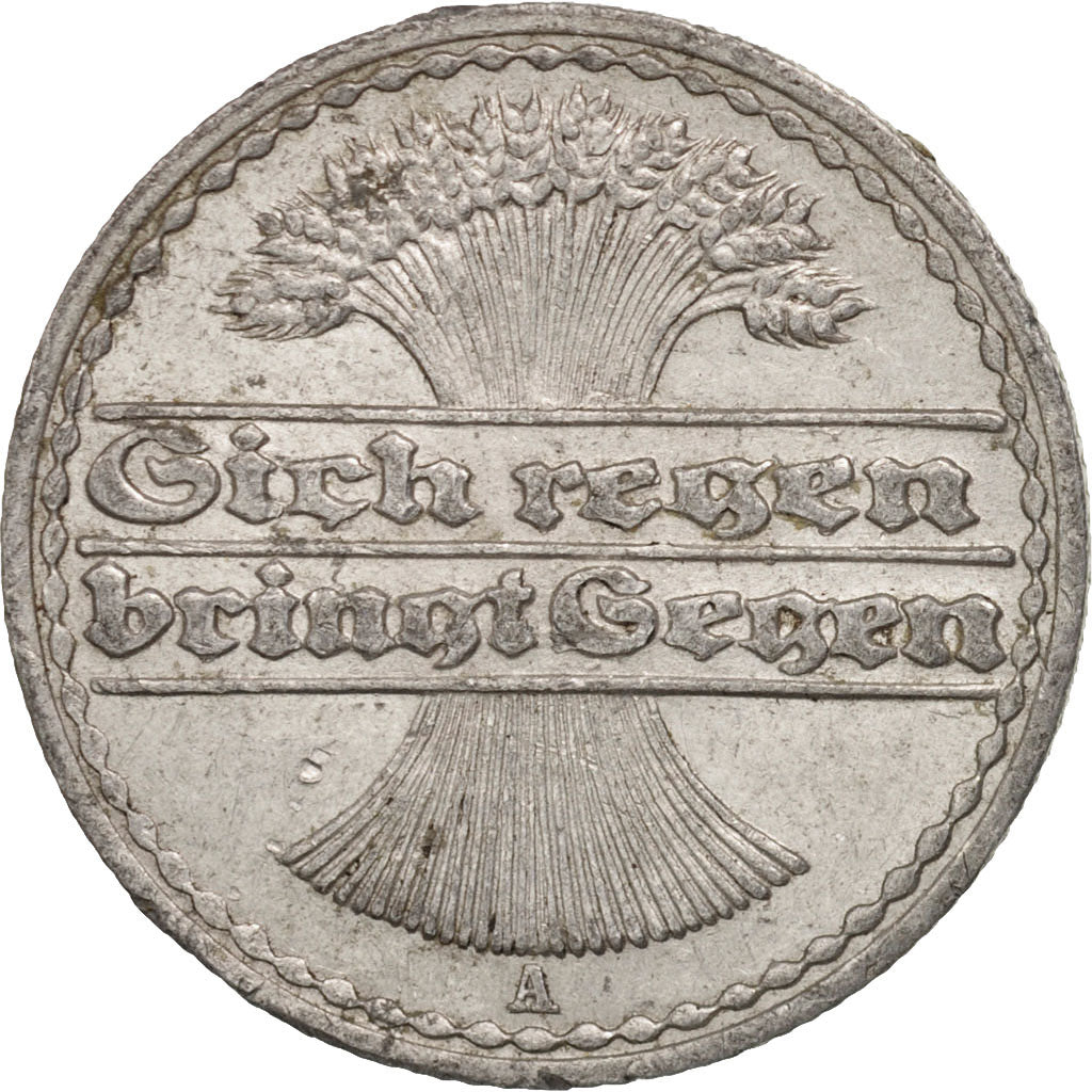 GERMANY, WEIMAR REPUBLIC, 50 Pfennig, 1920, Berlin, AU(55-58), Aluminum, KM:27