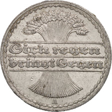 GERMANY, WEIMAR REPUBLIC, 50 Pfennig, 1920, Berlin, AU(55-58), Aluminum, KM:27
