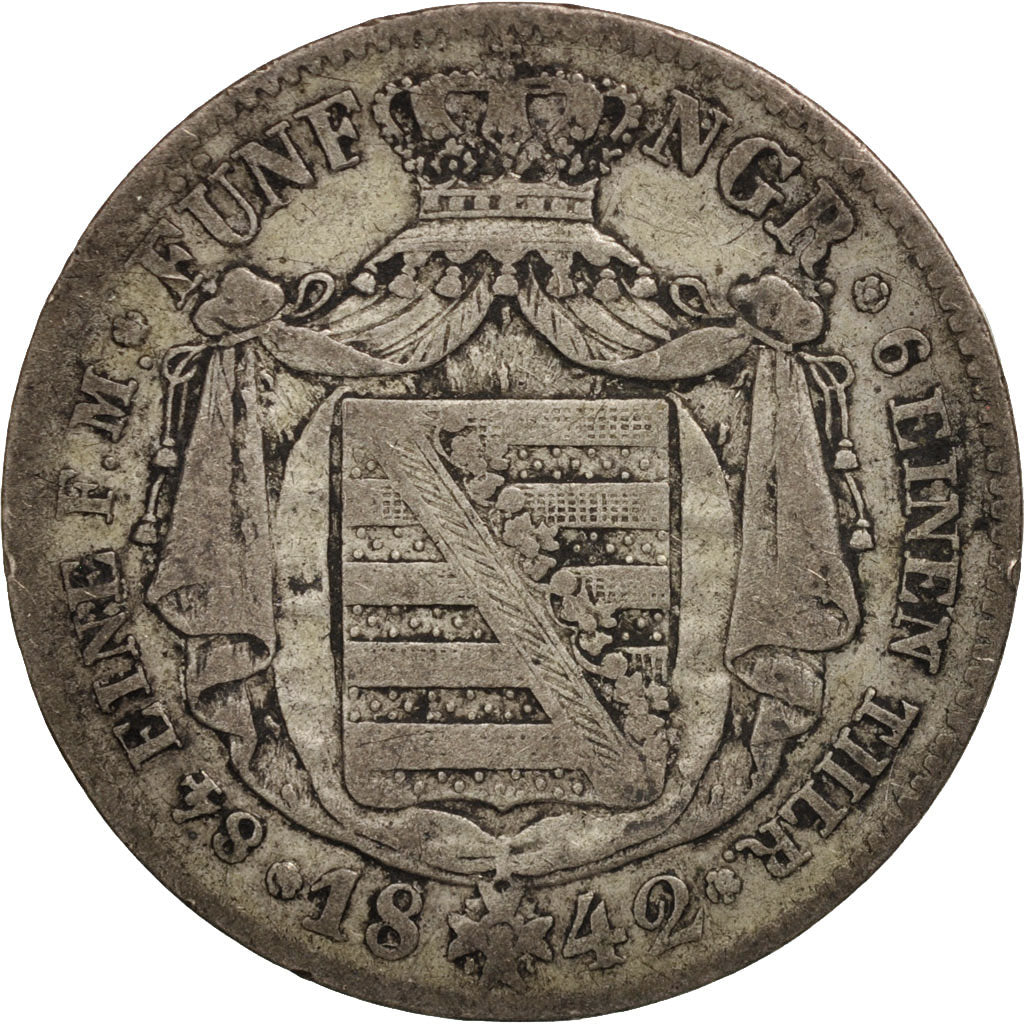 Etats allemands,SAXONY-ALBERTINE,FriedrichAugust II,1/6 Thaler,1/4 Gulden,KM1161