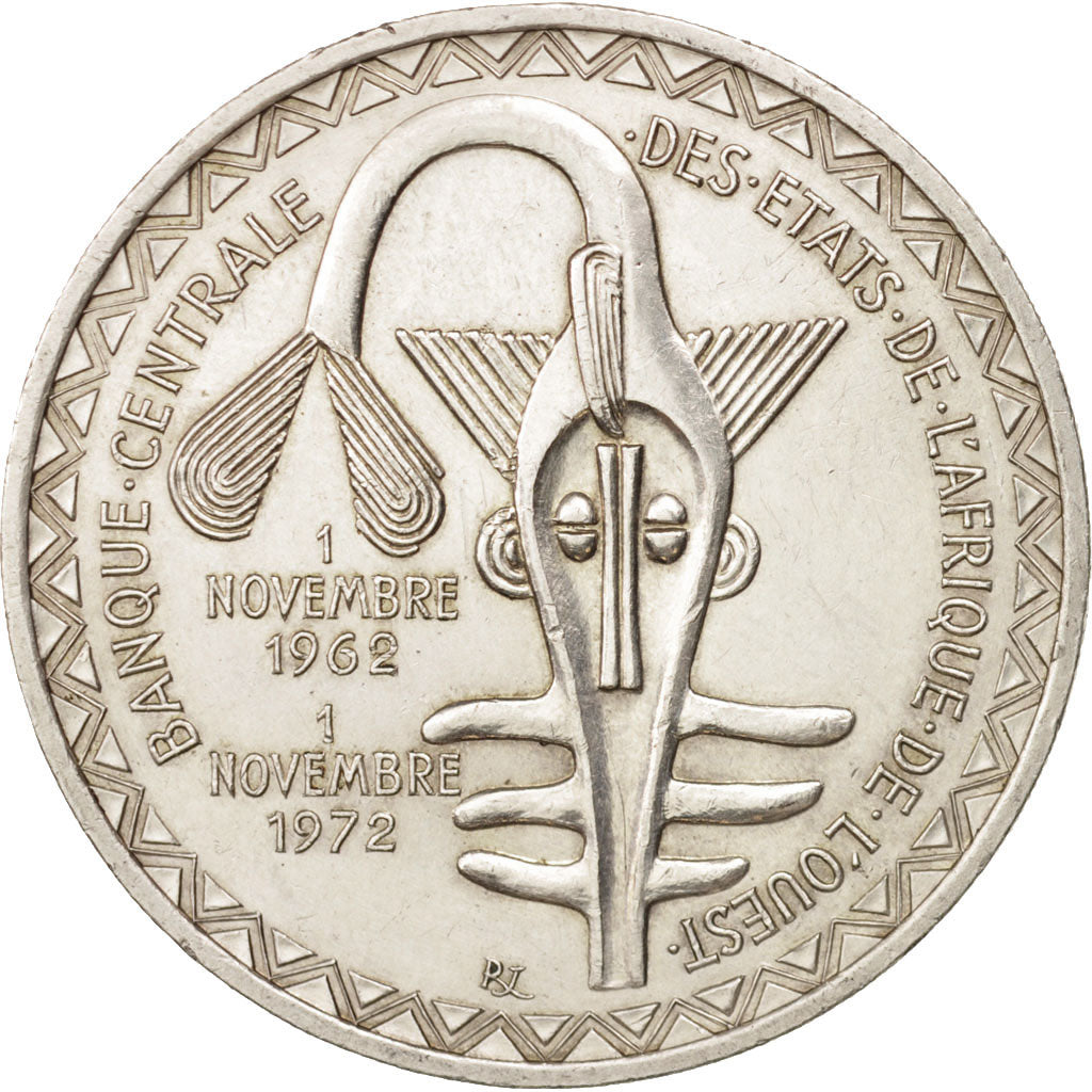 West African States, 500 Francs, 1972, AU(50-53), Silver, KM:7