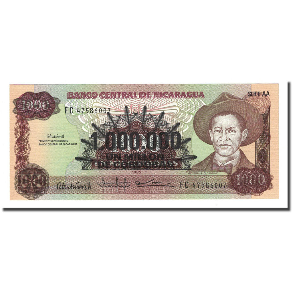 Banknote, Nicaragua, 1 Million Córdobas on 1000 Córdobas, Undated (1990)