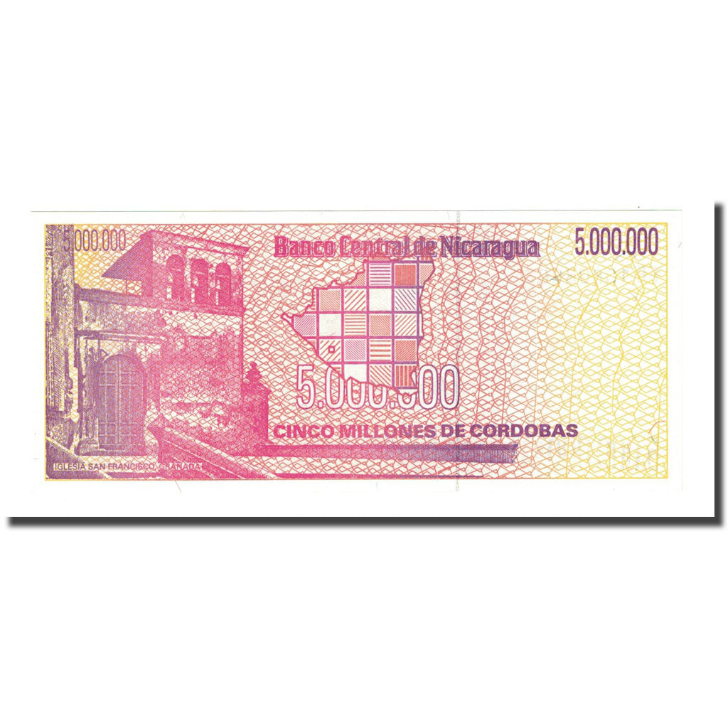 Banknote, Nicaragua, 5 Million Córdobas, Undated (1990), KM:165, UNC(65-70)