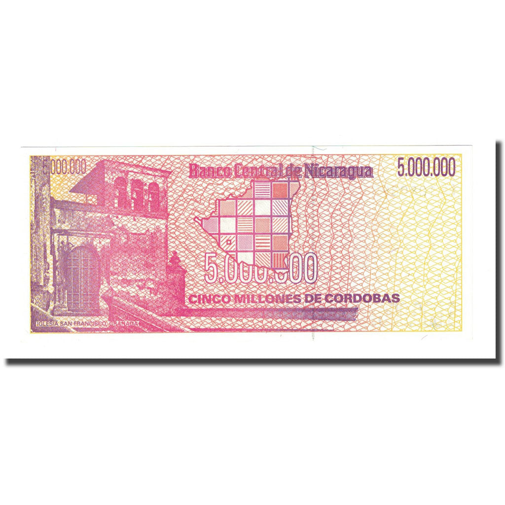 Banknote, Nicaragua, 5 Million Córdobas, Undated (1990), KM:165, UNC(65-70)