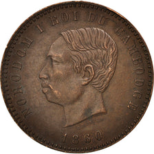 Cambodia, 10 Centimes, 1860, EF(40-45), Bronze, KM:M3, Lecompte:22