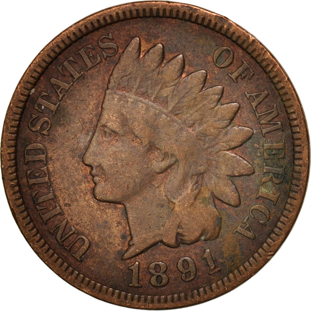 United States, Indian Head Cent, 1891, Philadelphia, EF(40-45), Bronze, KM 90a