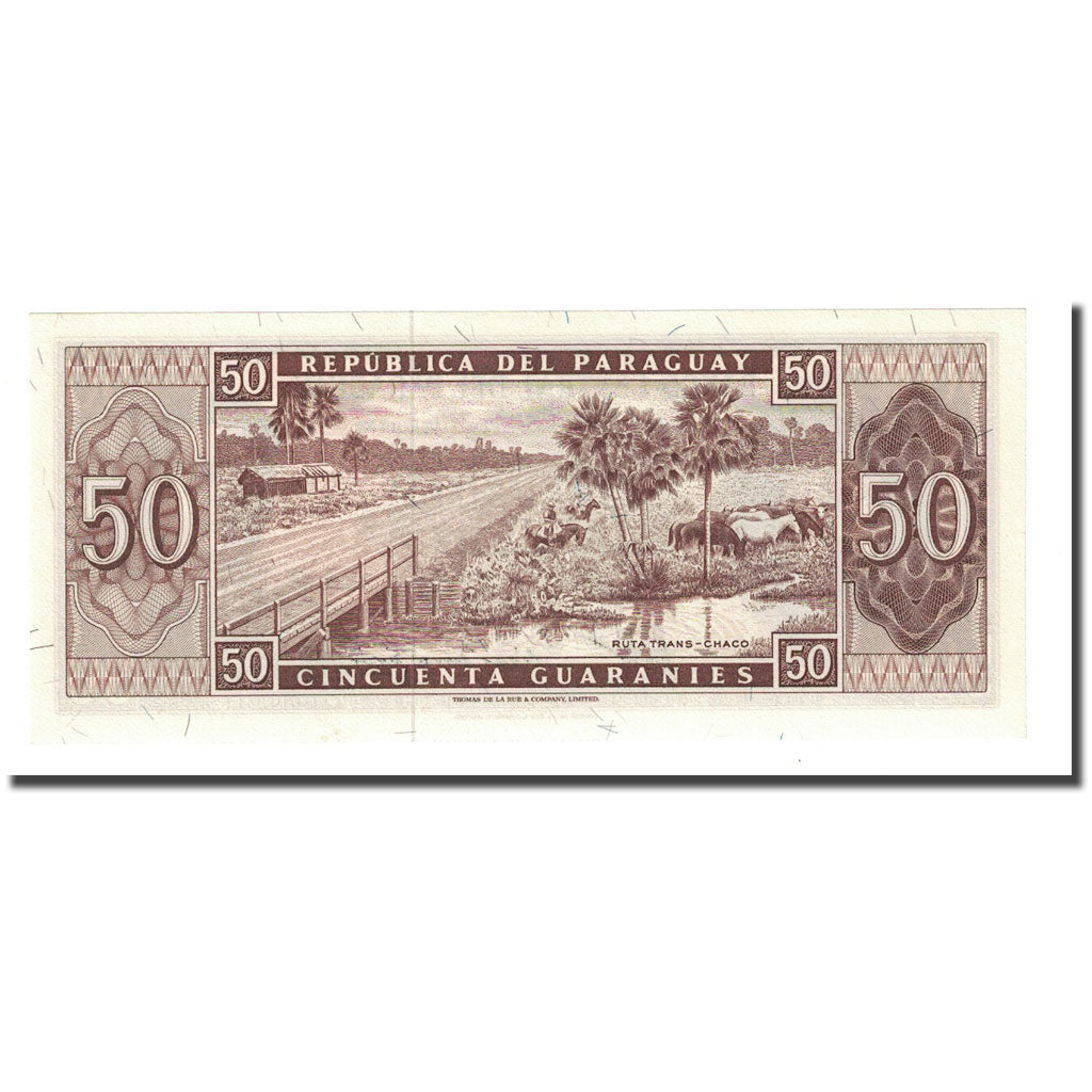 Billete, 50 Guaranies, L1952, Paraguay, KM:197b, UNC