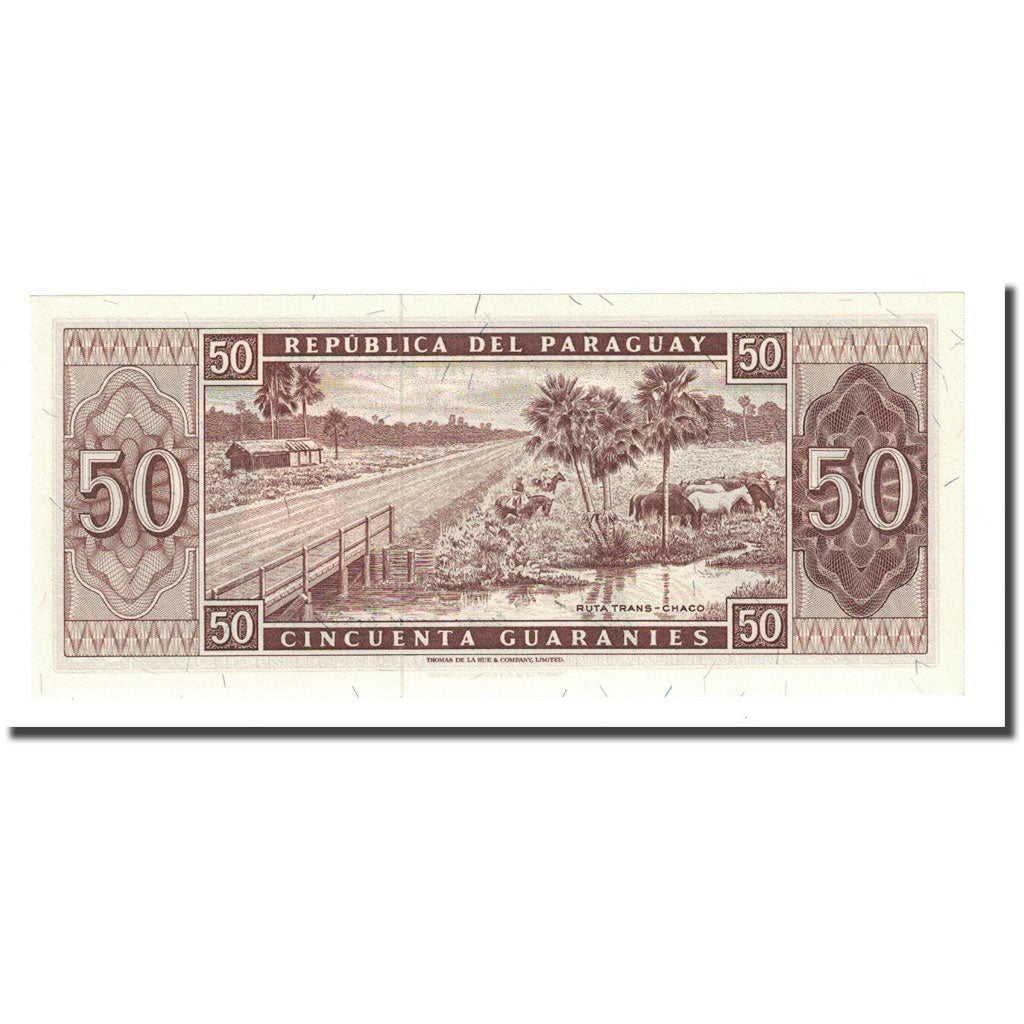 Banknote, Paraguay, 50 Guaranies, L1952, KM:197b, UNC(65-70)