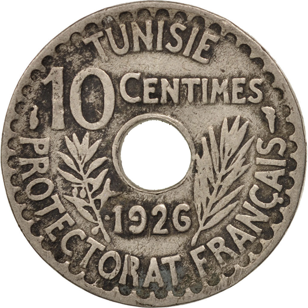 Tunisia, Muhammad al-Habib Bey, 10 Centimes, 1926, Paris, EF(40-45), KM 254