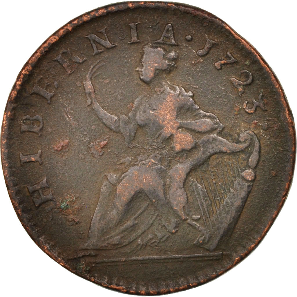 Coin, US COLONIAL AMERICA, Halfpenny, 1723, VF(20-25), Copper, KM:23.1