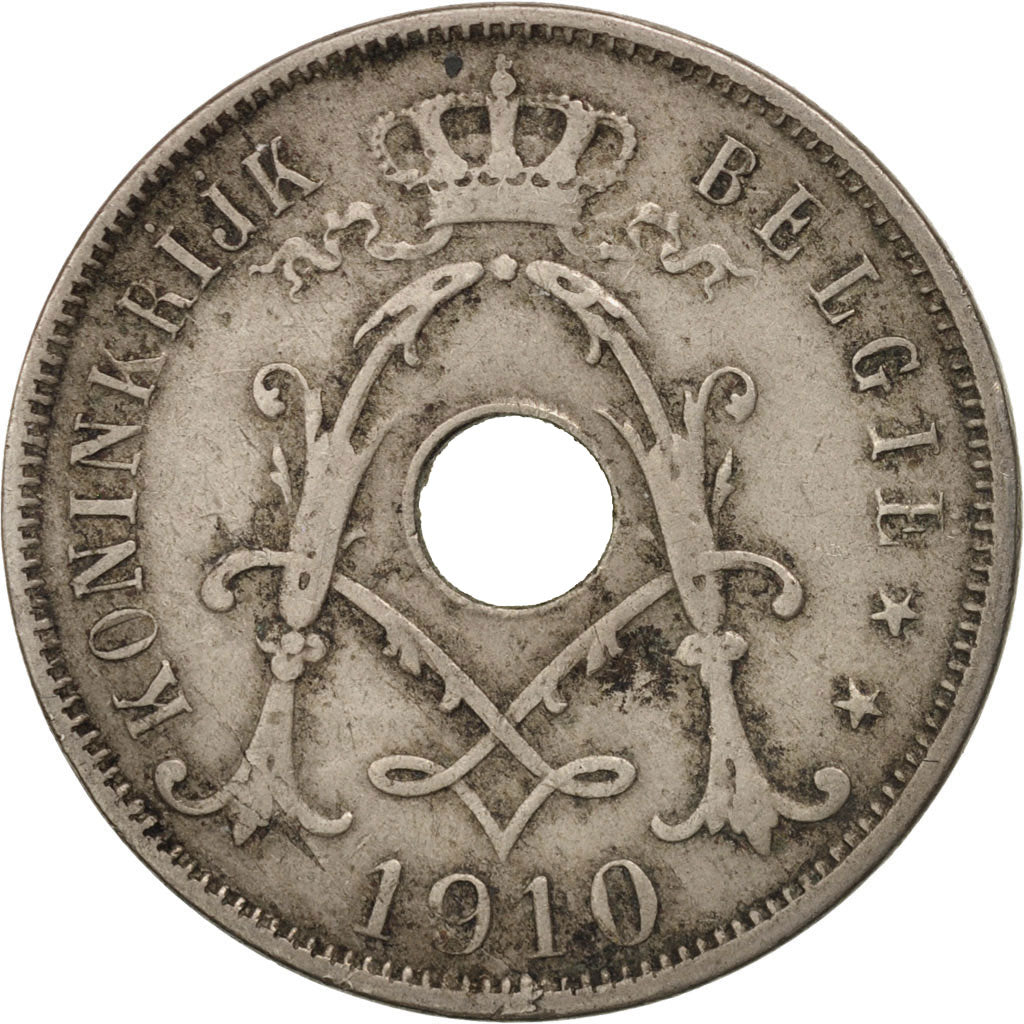Belgium, 25 Centimes, 1910, EF(40-45), Copper-nickel, KM:69