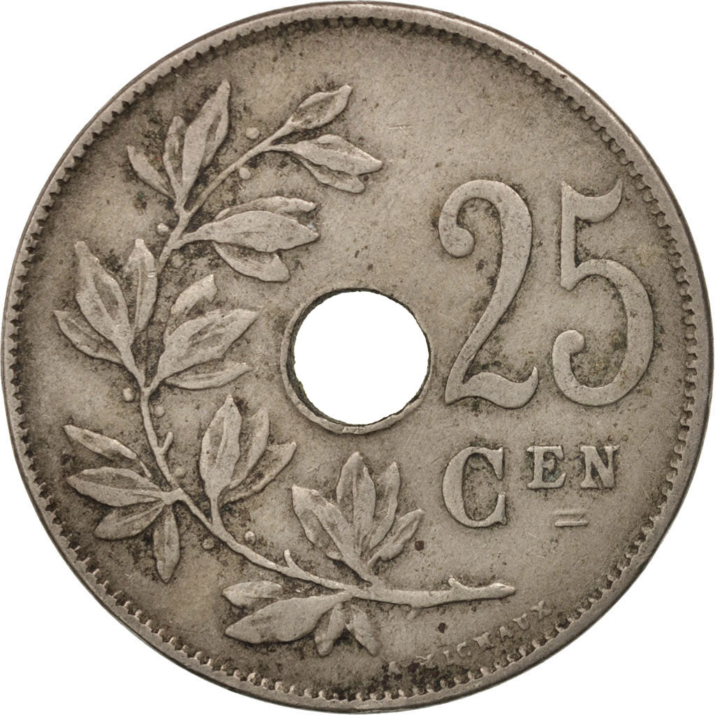 Belgium, 25 Centimes, 1910, EF(40-45), Copper-nickel, KM:69