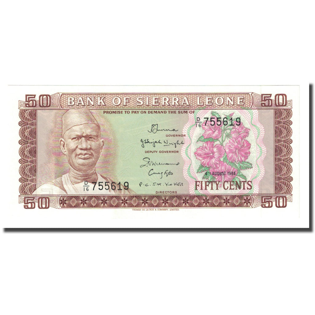 Banknote, Sierra Leone, 50 Cents, UNDATED (1984), KM:4e, UNC(65-70)