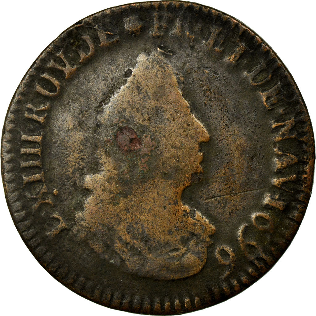 Coin, France, Louis XIV, Liard de France au buste âgé, troisième type, Liard