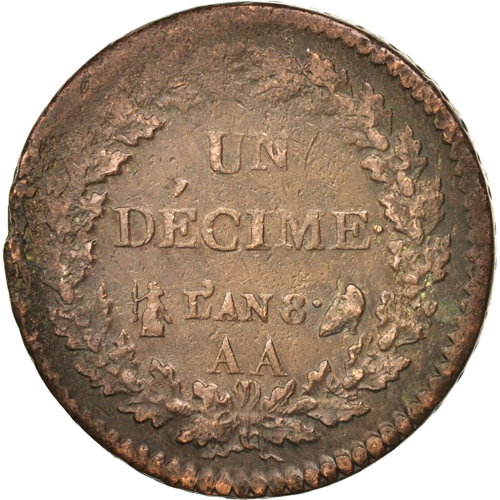 Monnaie, France, Dupré, Decime, 1799, Metz, TB, Bronze, KM:644.2