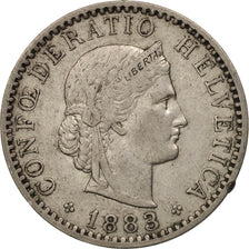 Switzerland, 20 Rappen, 1883, Bern, EF(40-45), Nickel, KM:29