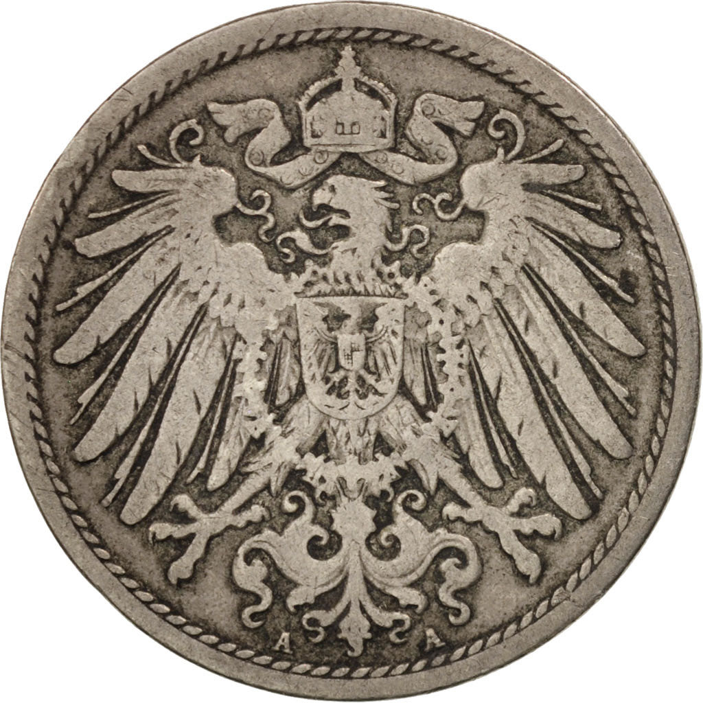 GERMANY - EMPIRE, Wilhelm II, 10 Pfennig, 1893, EF(40-45), Copper-nickel, KM:12