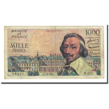 France, 1000 Francs, Richelieu, 1956-10-04, TB+, Fayette:42.22, KM:134a