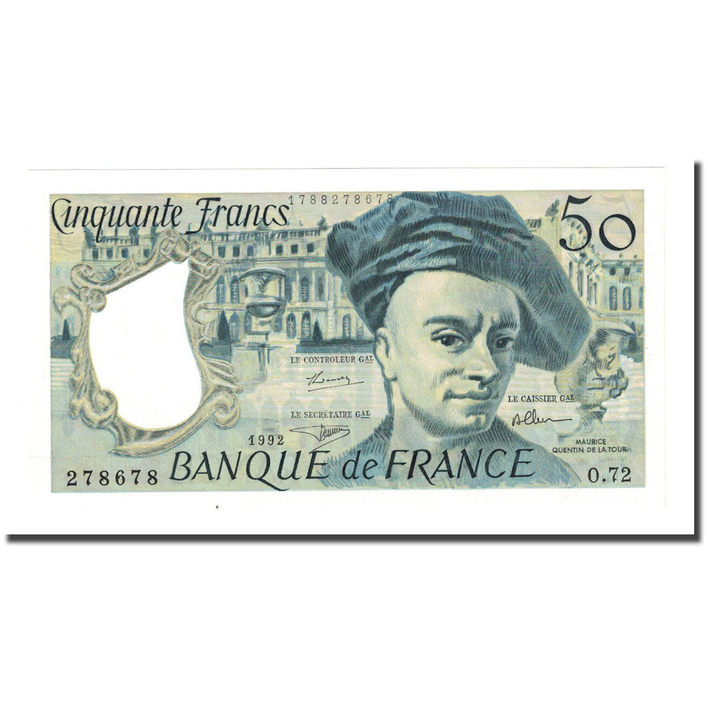 France, 50 Francs, Quentin de La Tour, 1992, UNC(60-62), Fayette:67.18, KM:152f