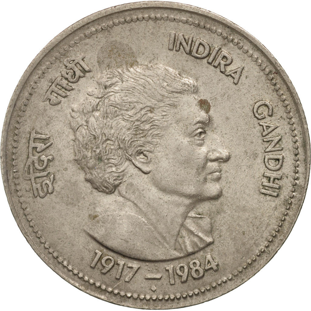INDIA-REPUBLIC, 5 Rupees, 1985, Bombay, TTB+, Copper-nickel, KM:150