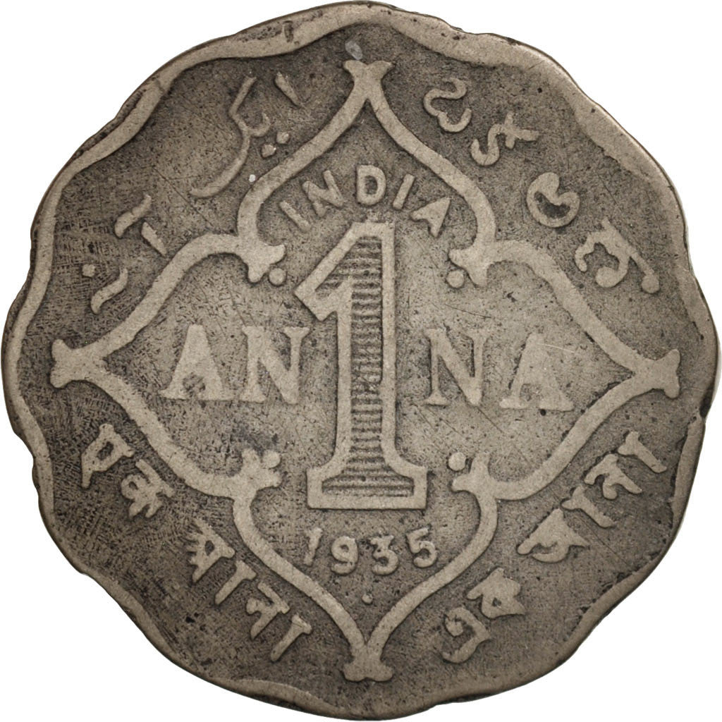 INDIA-BRITISH, George V, Anna, 1935, Bombay, VF(20-25), Copper-nickel, KM:513
