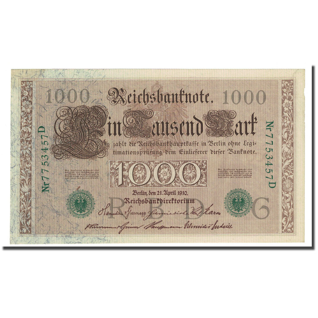 Banknote, Germany, 1000 Mark, 1910-04-21, KM:45b, AU(55-58)