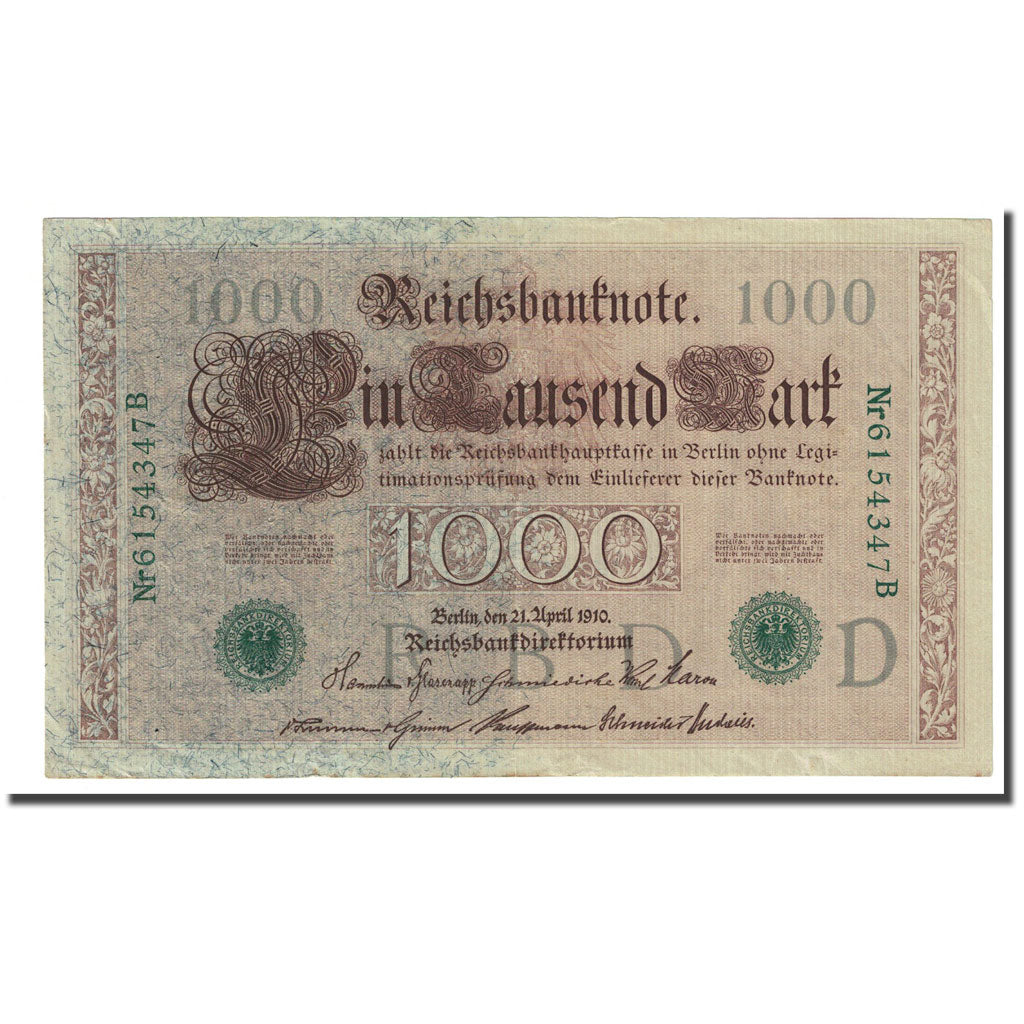 Banknote, Germany, 1000 Mark, 1910-04-21, KM:45b, AU(55-58)
