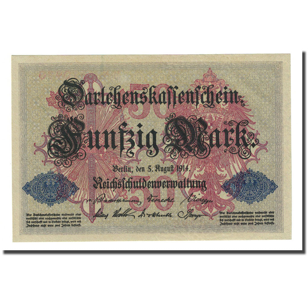 Banknote, Germany, 50 Mark, 1914-08-05, KM:49b, UNC(65-70)