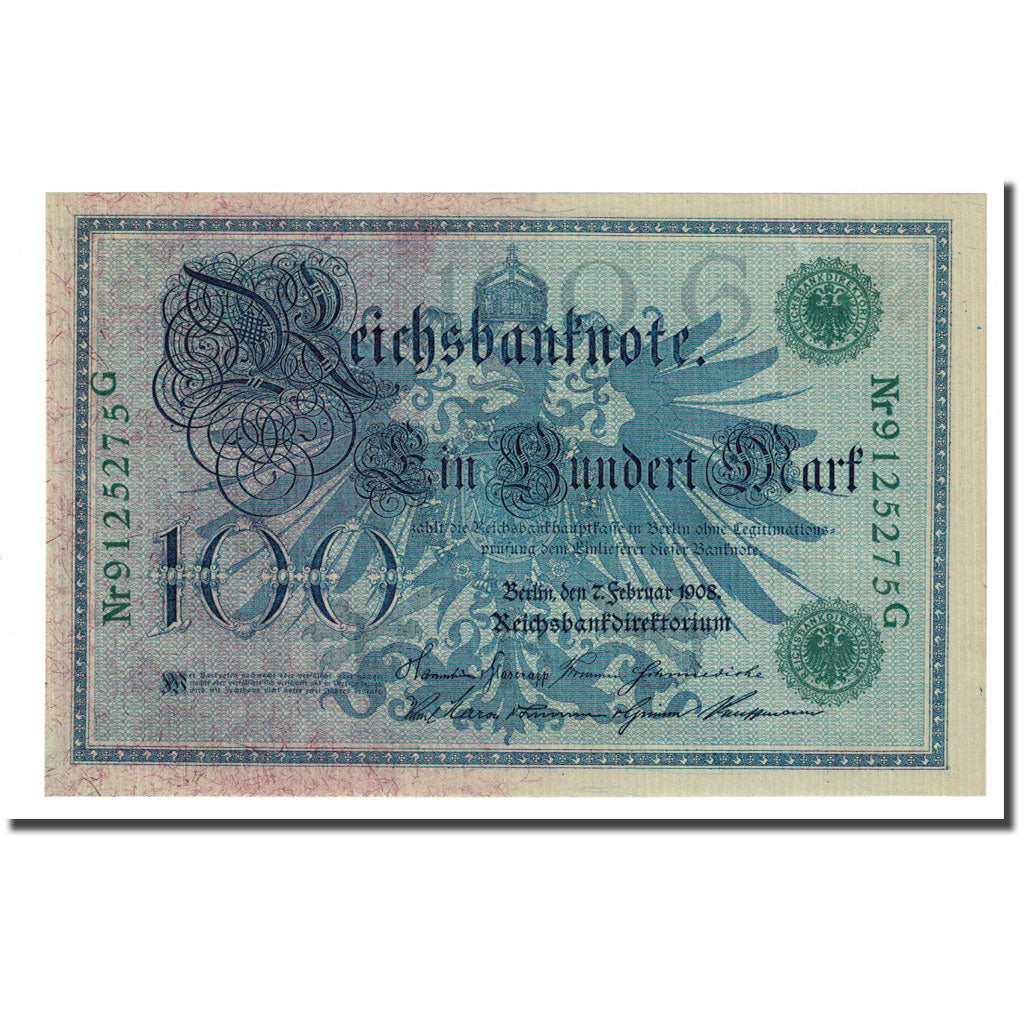 Geldschein, Deutschland, 100 Mark, 1908-02-07, KM:34, UNZ