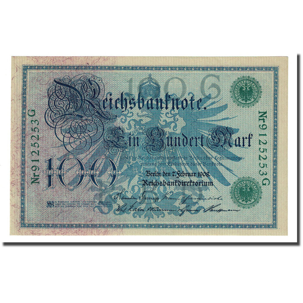 Banknote, Germany, 100 Mark, 1908-02-07, KM:34, UNC(65-70)