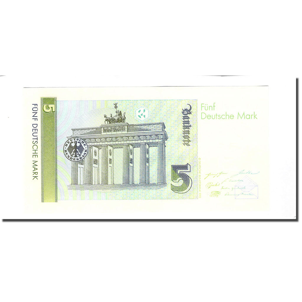 Geldschein, Bundesrepublik Deutschland, 5 Deutsche Mark, 1991-08-01, KM:37, UNZ-