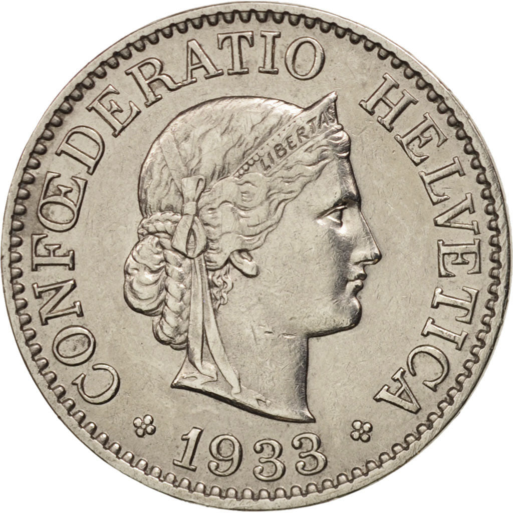 Switzerland, 10 Rappen, 1933, Bern, EF(40-45), Nickel, KM:27b