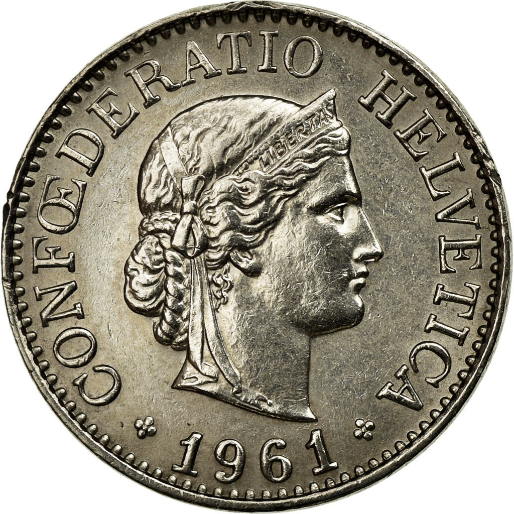 Coin, Switzerland, 10 Rappen, 1961, Bern, EF(40-45), Copper-nickel, KM:27