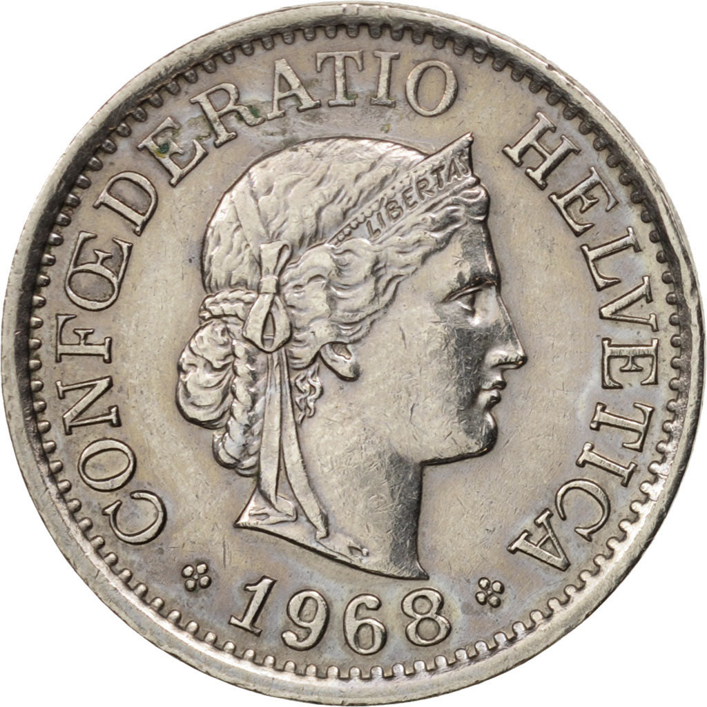 Switzerland, 10 Rappen, 1968, Bern, EF(40-45), Copper-nickel, KM:27