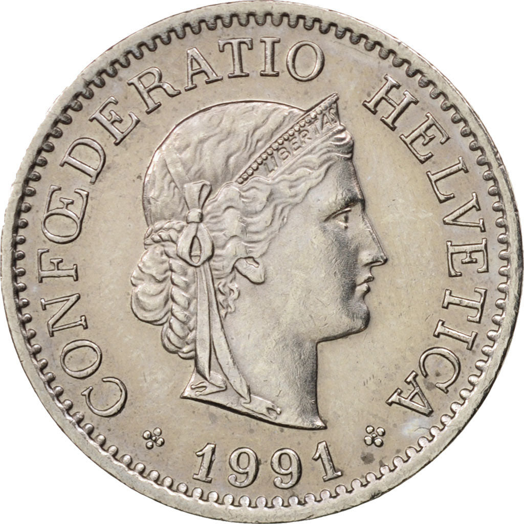 Switzerland, 10 Rappen, 1991, Bern, AU(55-58), Copper-nickel, KM:27