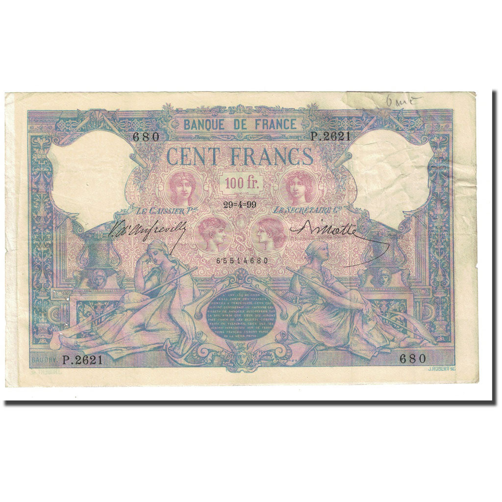 Frankreich, 100 Francs, Bleu et Rose, 1899-04-29, SS, Fayette:21.12, KM:65b