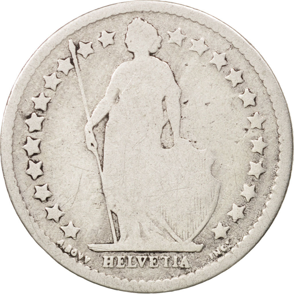 Switzerland, 1/2 Franc, 1881, Bern, VG(8-10), Silver, KM:23