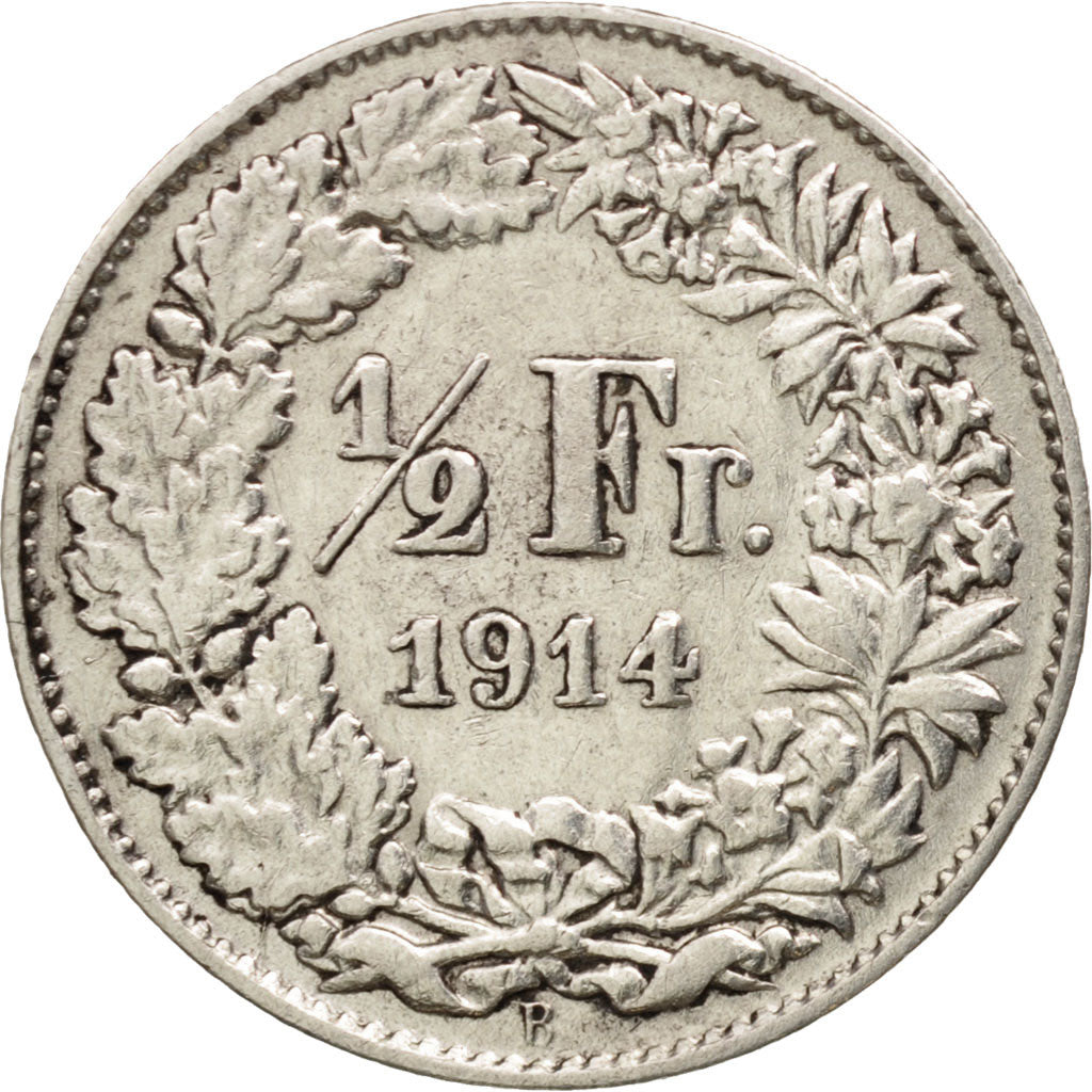 Switzerland, 1/2 Franc, 1914, Bern, EF(40-45), Silver, KM:23