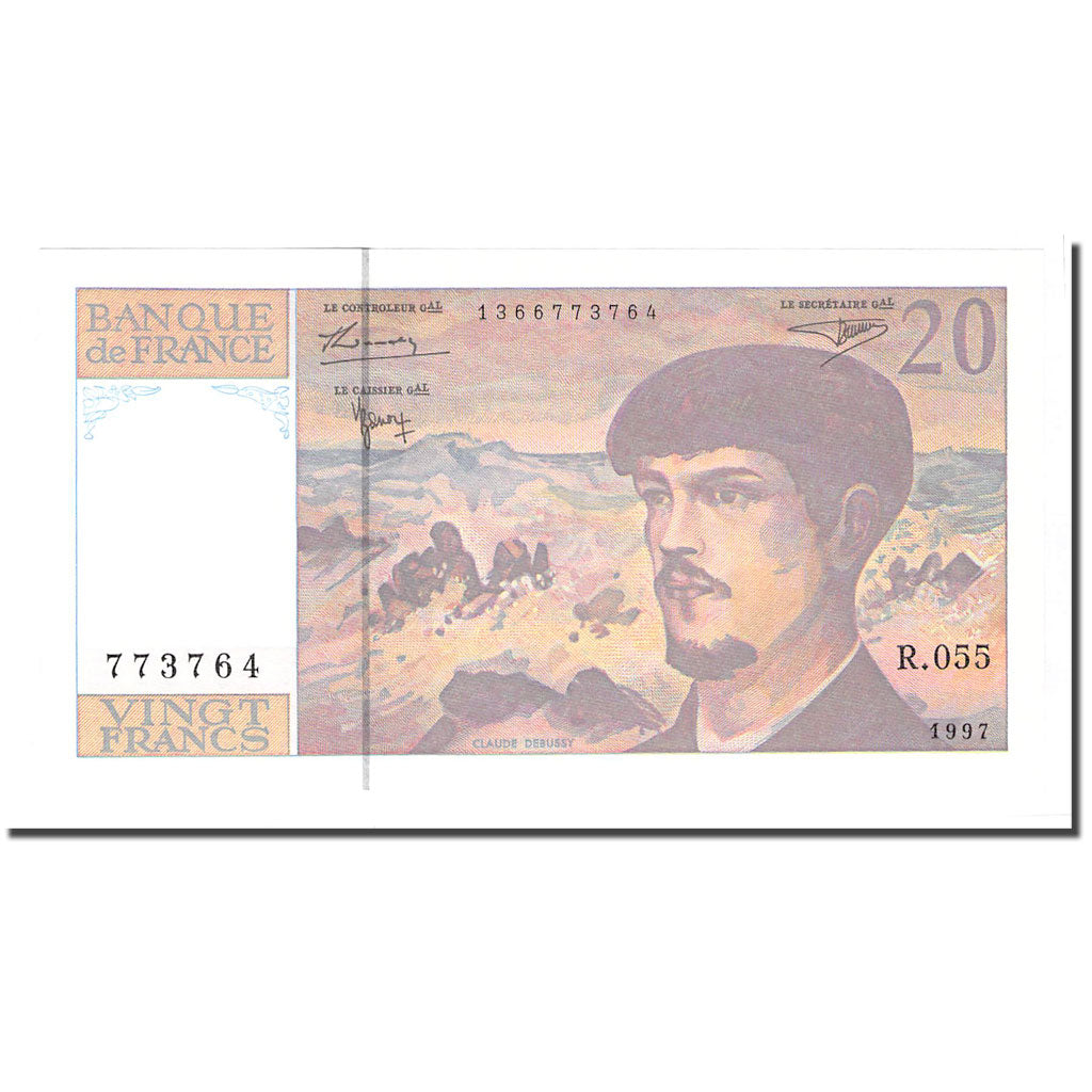 França, 20 Francs, Debussy, 1997, UNC(65-70), Fayette:66 ter.2, KM:151i