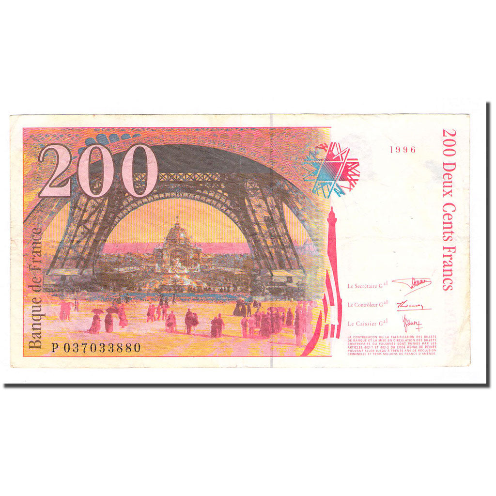 France, 200 Francs, Eiffel, 1996, VF(20-25), Fayette:75.2, KM:159a
