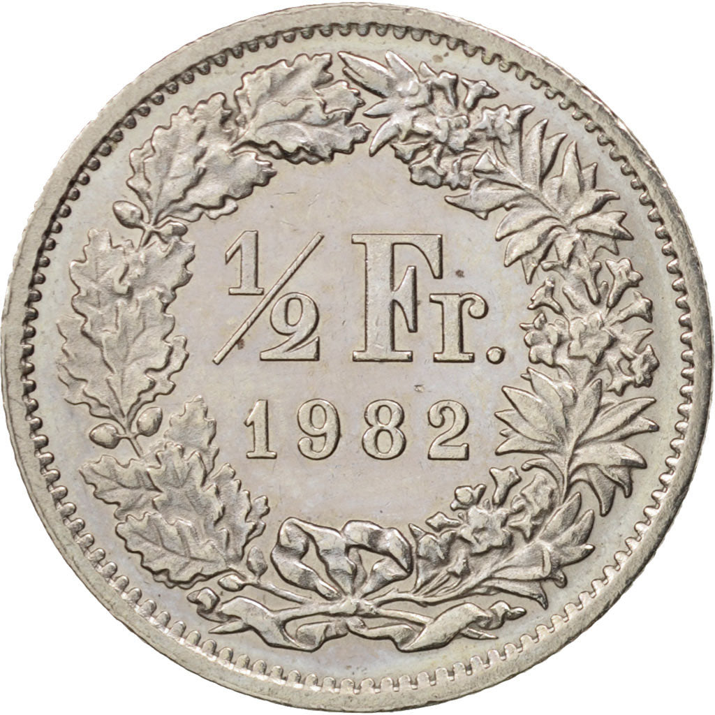Schweiz, 1/2 Franc, 1982, MS(60-62), Copper-nickel, KM:23a.2