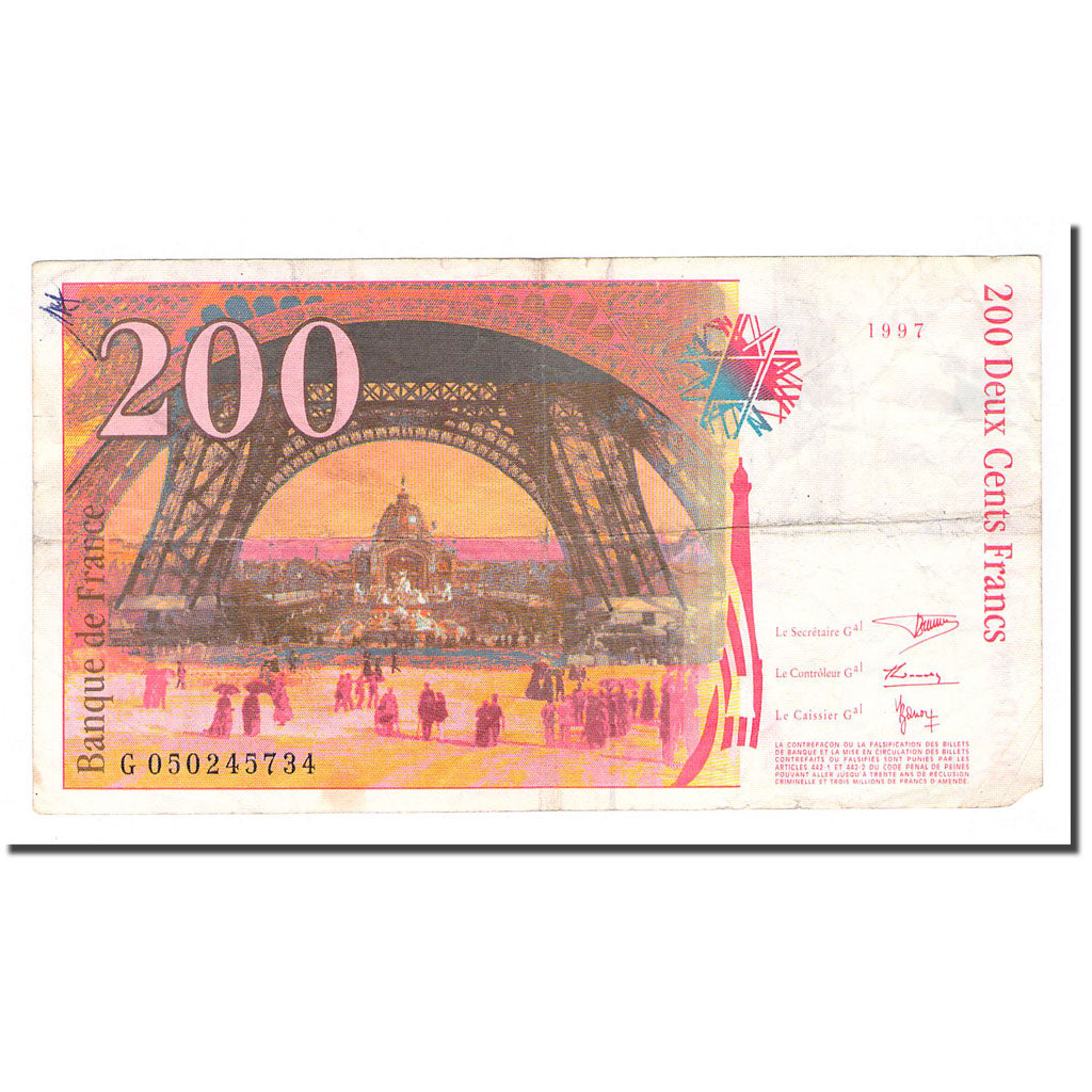 Francia, 200 Francs, Eiffel, 1997, BC, Fayette:75.4b, KM:159b