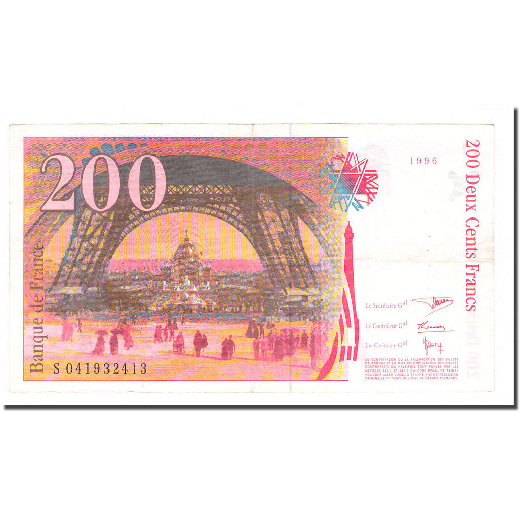 France, 200 Francs, Eiffel, 1997, VF(20-25), Fayette:75.4a, KM:159b