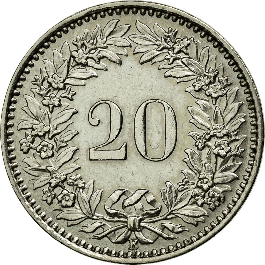 Coin, Switzerland, 20 Rappen, 1961, Bern, AU(50-53), Copper-nickel, KM:29a