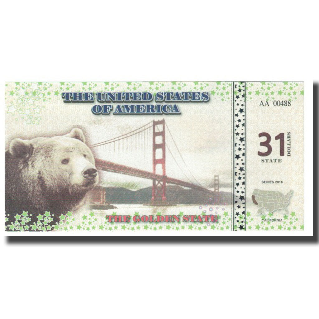 Banknote, United States, Tourist Banknote, 2016, CALIFORNIA 31 DOLLARS