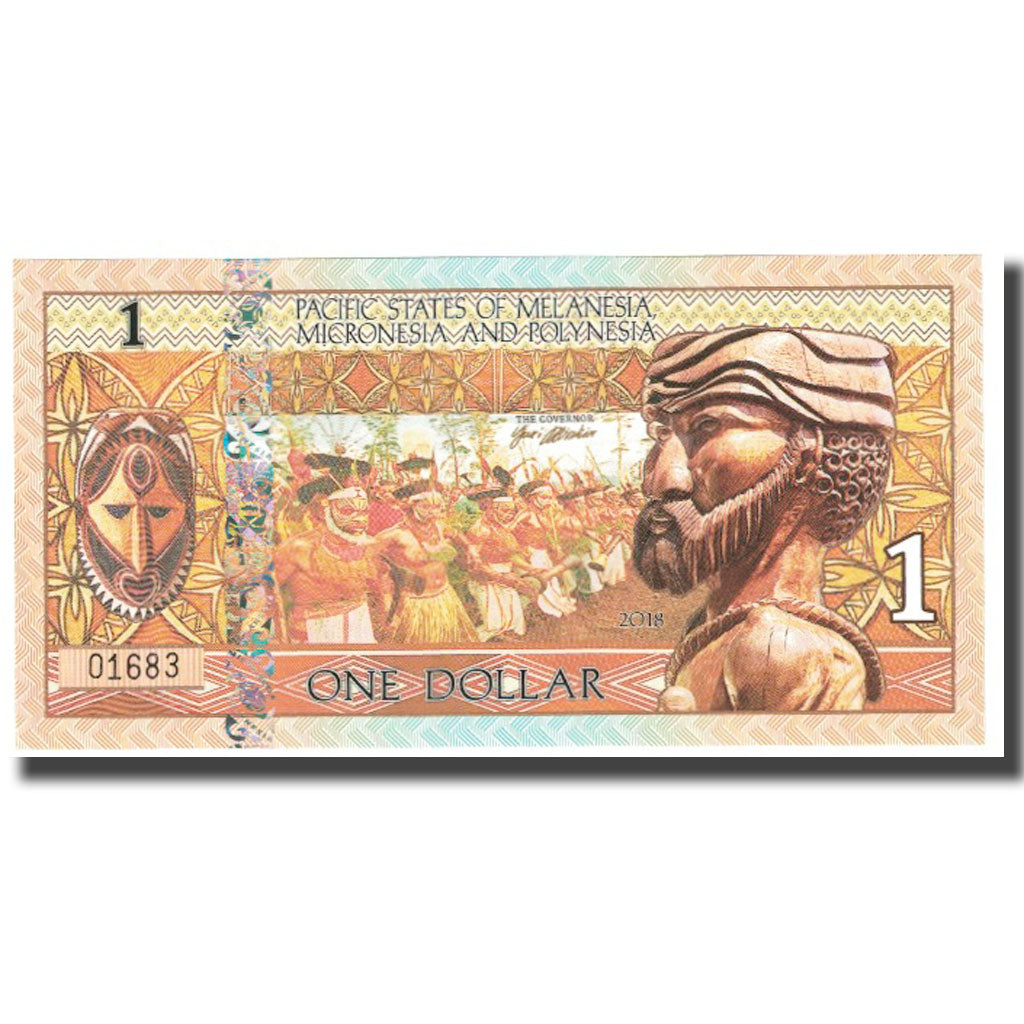 Banconote, Stati Uniti, 1 Dollar, 2018, PACIFIC STATES OF MELANESIA MICRONESIA