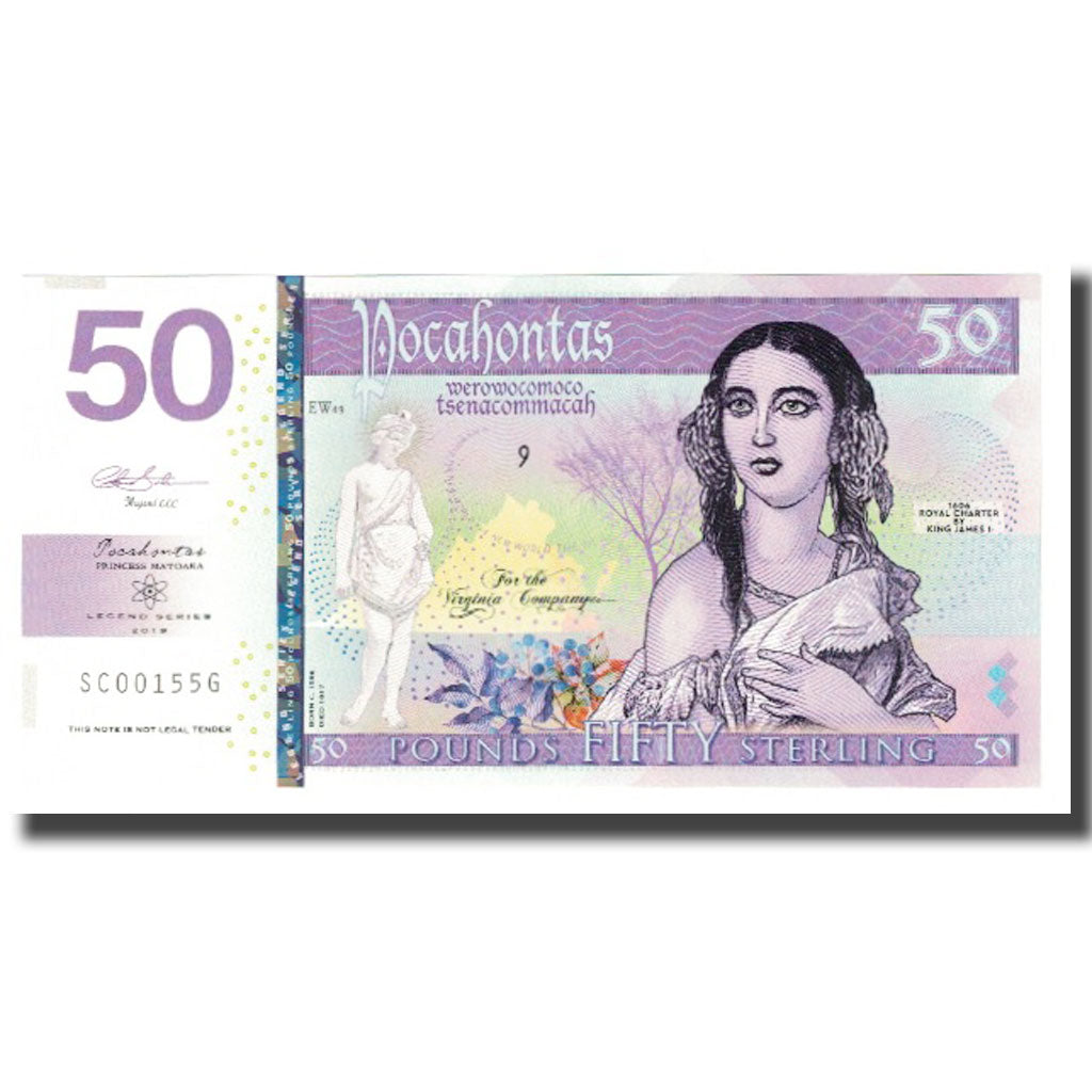 Banknote, United Kingdom , 50 Pounds, 2019, POCAHONTAS BRITISH AMERICA