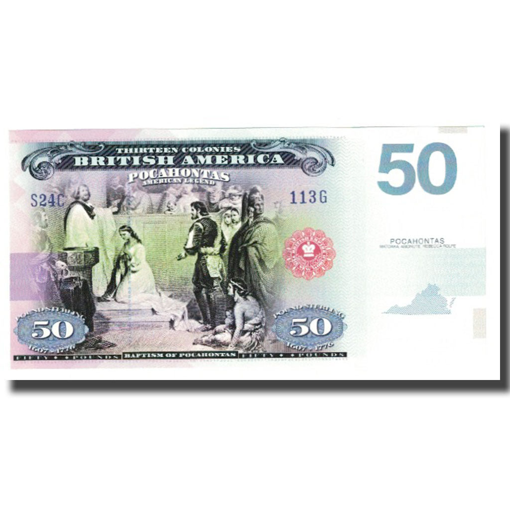 Banknote, United Kingdom , 50 Pounds, 2019, POCAHONTAS BRITISH AMERICA