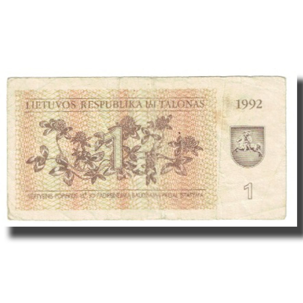 Billet, Lithuania, 1 (Talonas), 1992, KM:39, TTB