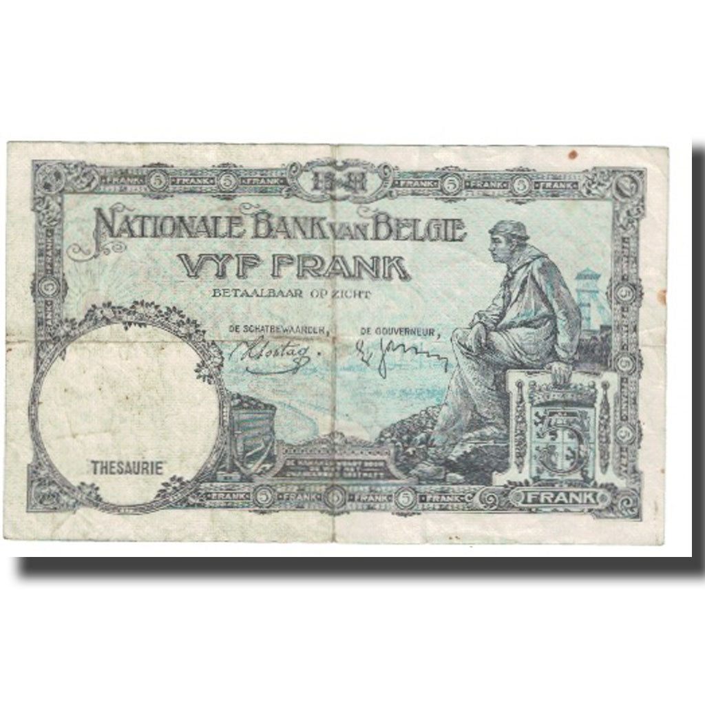Banknote, Belgium, 5 Francs, 1938, 1938-03-10, KM:108a, EF(40-45)